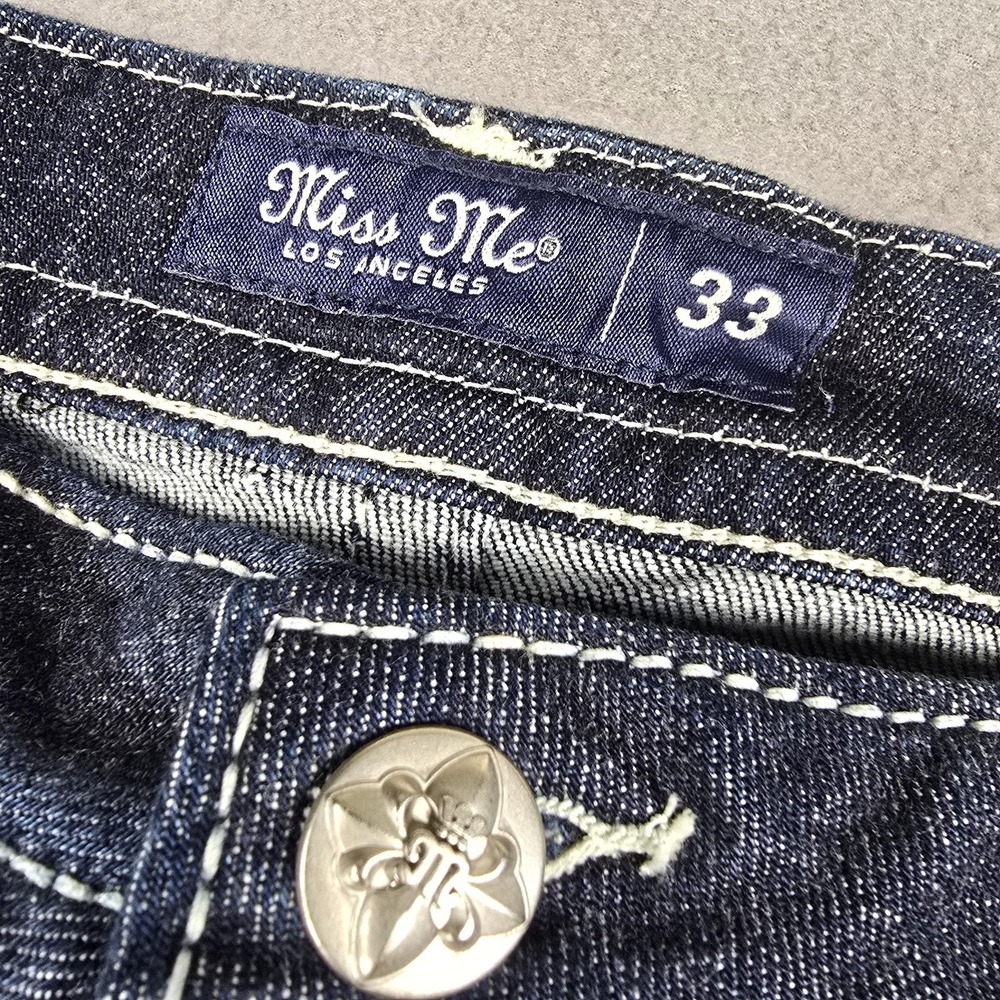 Miss Me Jeans Womens 33x32 Blue Mid Rise Bootcut Embroidered Denim Western NWT - Picture 4 of 15